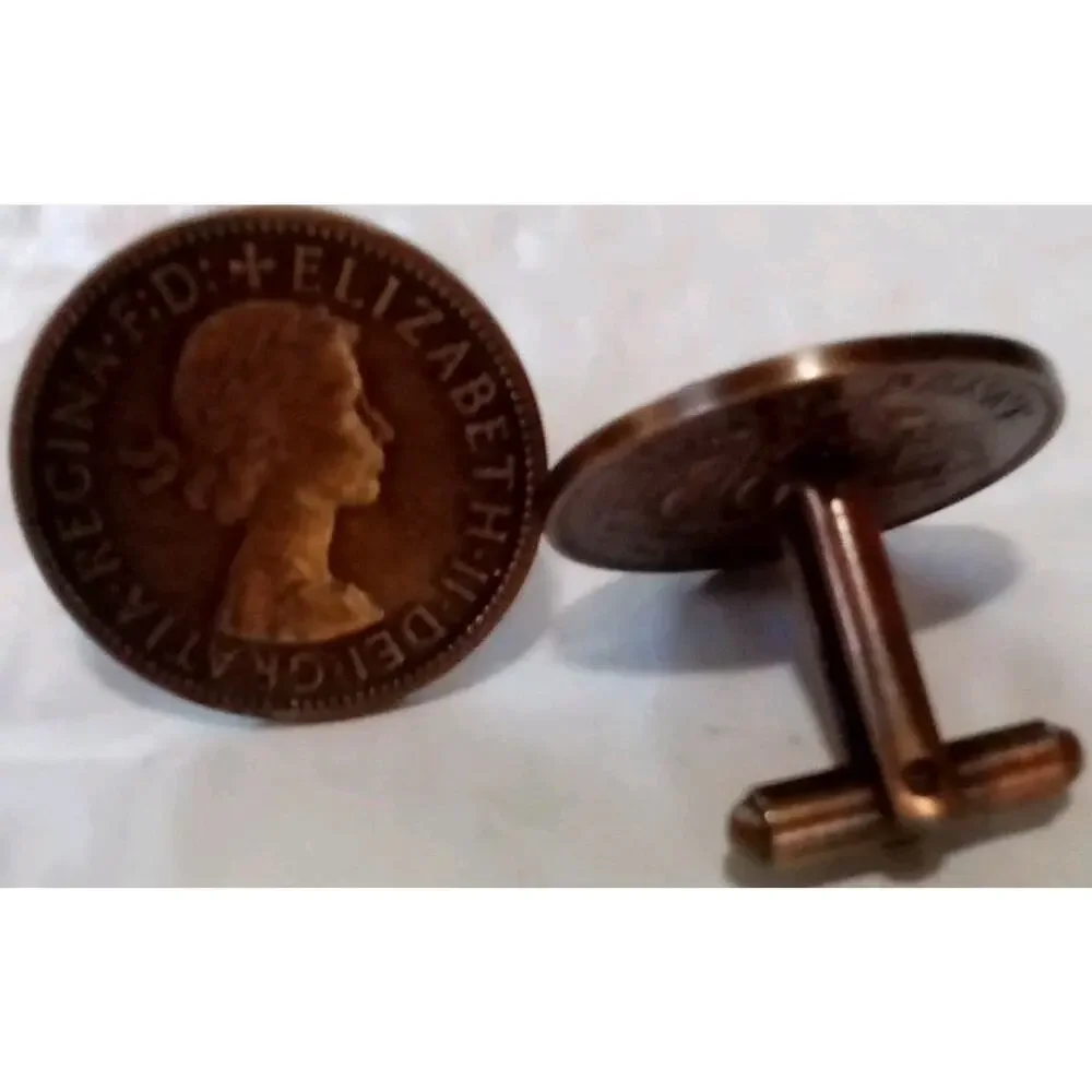 Elizabeth II 1955 Half Penny Cufflinks